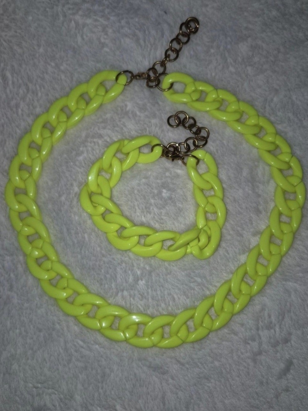Neon Yellow Chain Necklace and Bracelet Set - Bold Statement Jewelry
